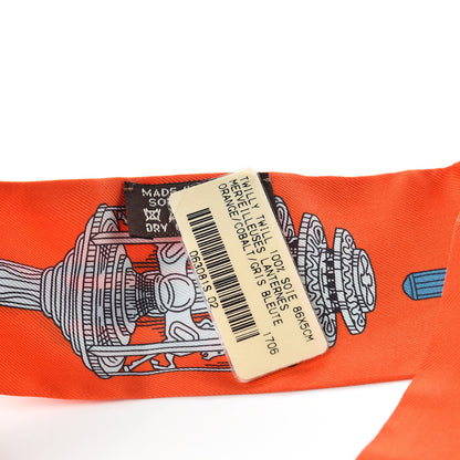 Hermes Silk Merveilleuses Lanternes Twilly Orange Cobalt Gris Bleuete 3 of 5