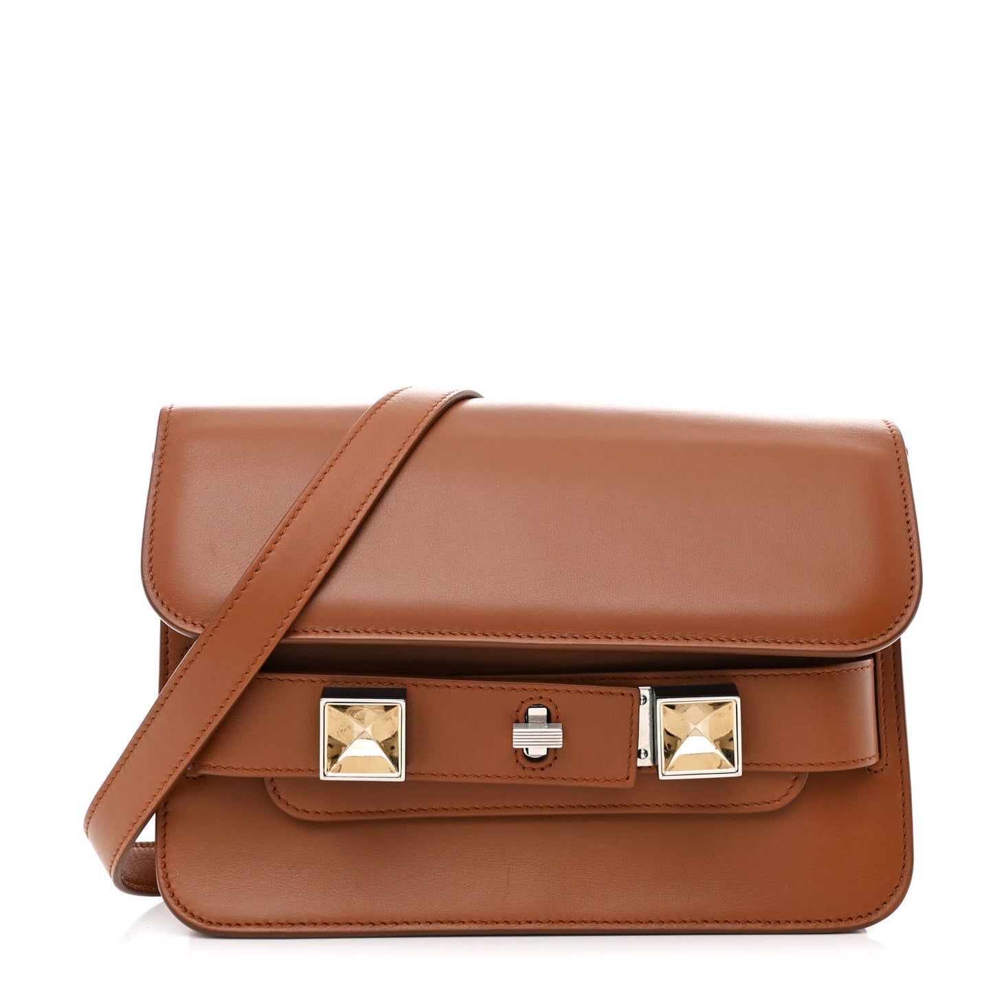 Smooth Calfskin Mini PS11 Classic Shoulder Bag Saddle