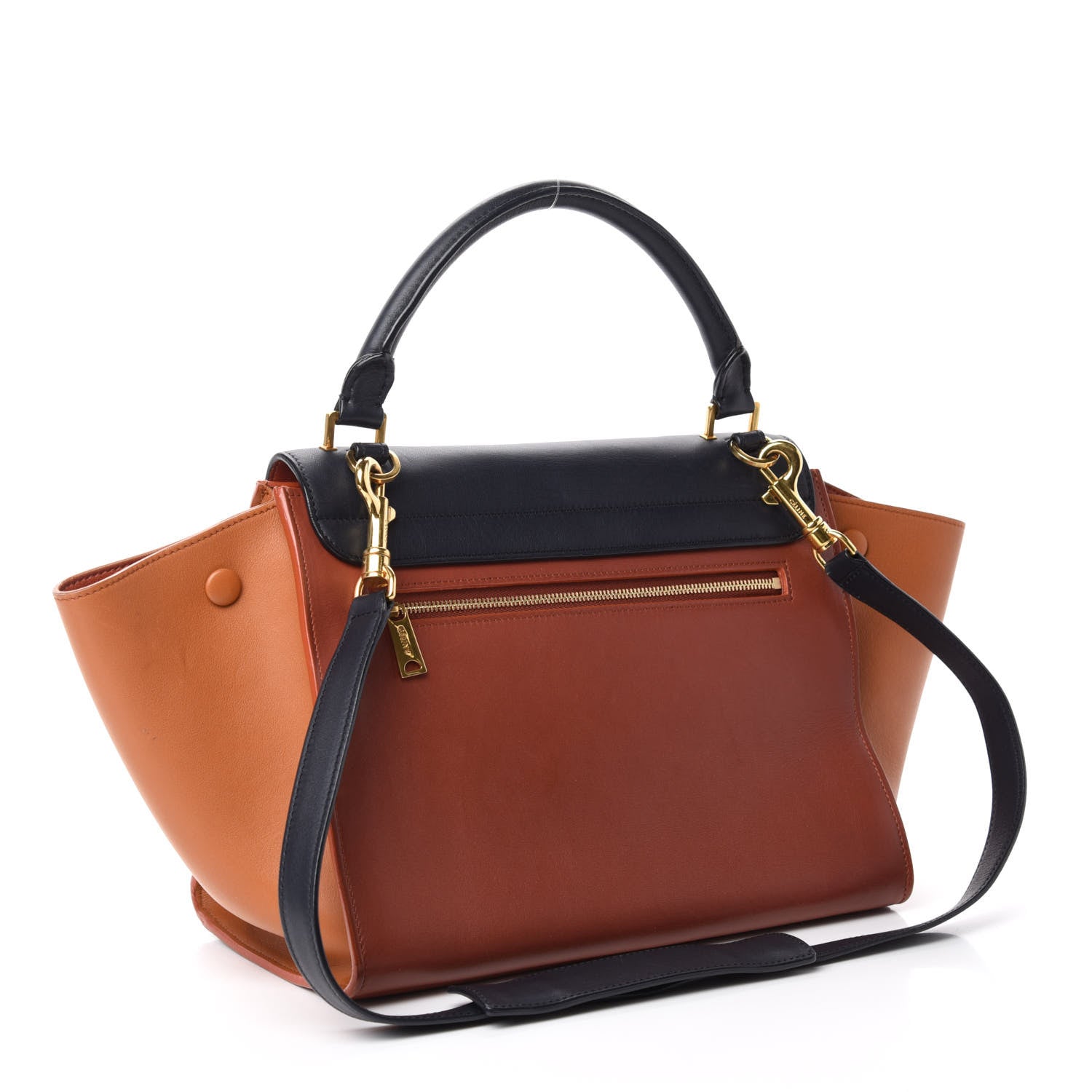 Celine Smooth Calfskin Medium Tri-Color Trapeze Navy 3 of 15