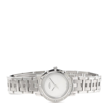 Hermes Stainless Steel Diamond Mother of Pearl 24mm Clipper Quartz Watch 2 of 6