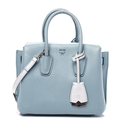MCM Grained Calfskin Mini Milla Tote Sky Blue 1 of 13