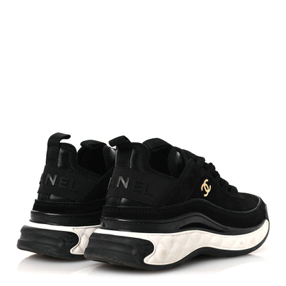 Chanel Suede Calfskin Nylon Grosgrain CC Sneakers 36 Black 4 of 10