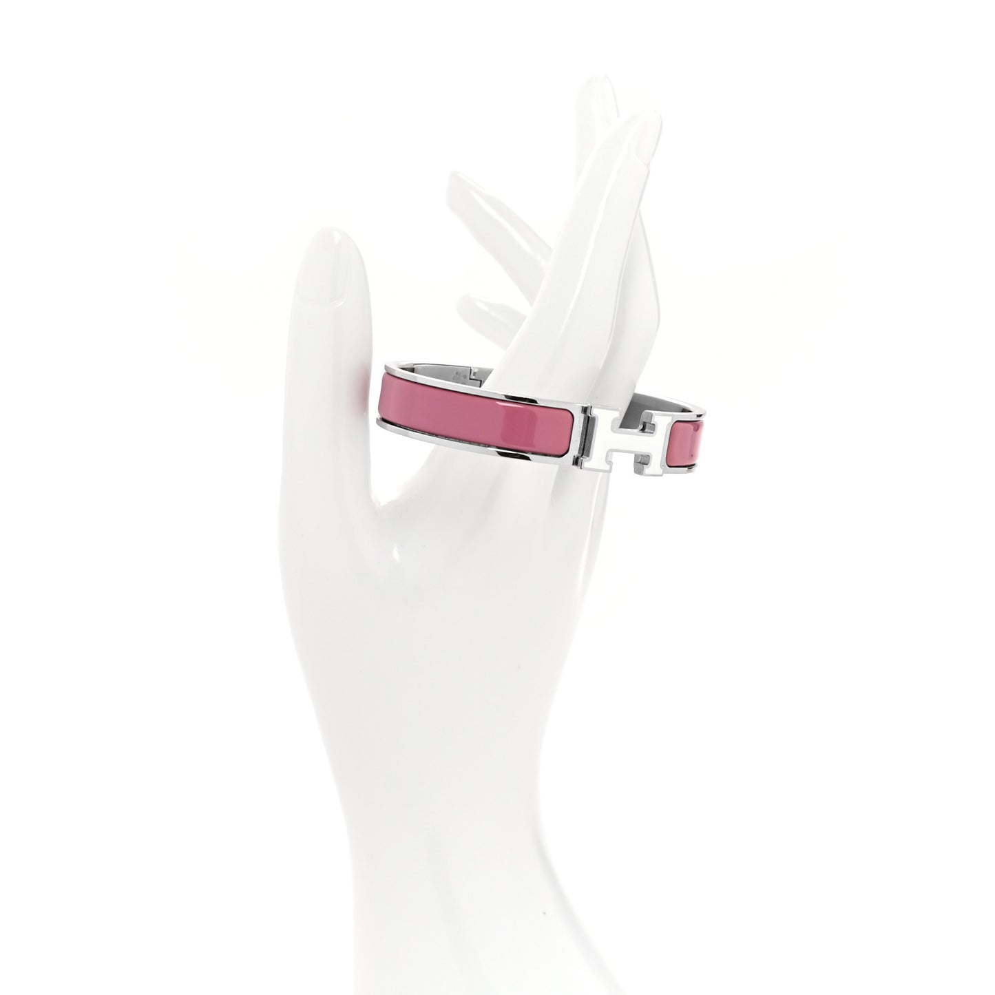 Enamel Narrow Clic Clac H Bracelet PM Rose Velours White