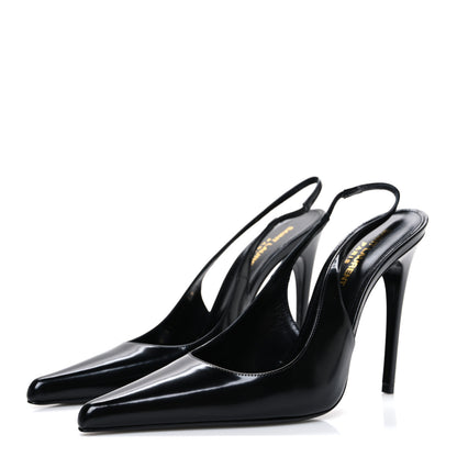 Saint Laurent Patent Vendome Slingback Pumps 38 Black 4 of 10
