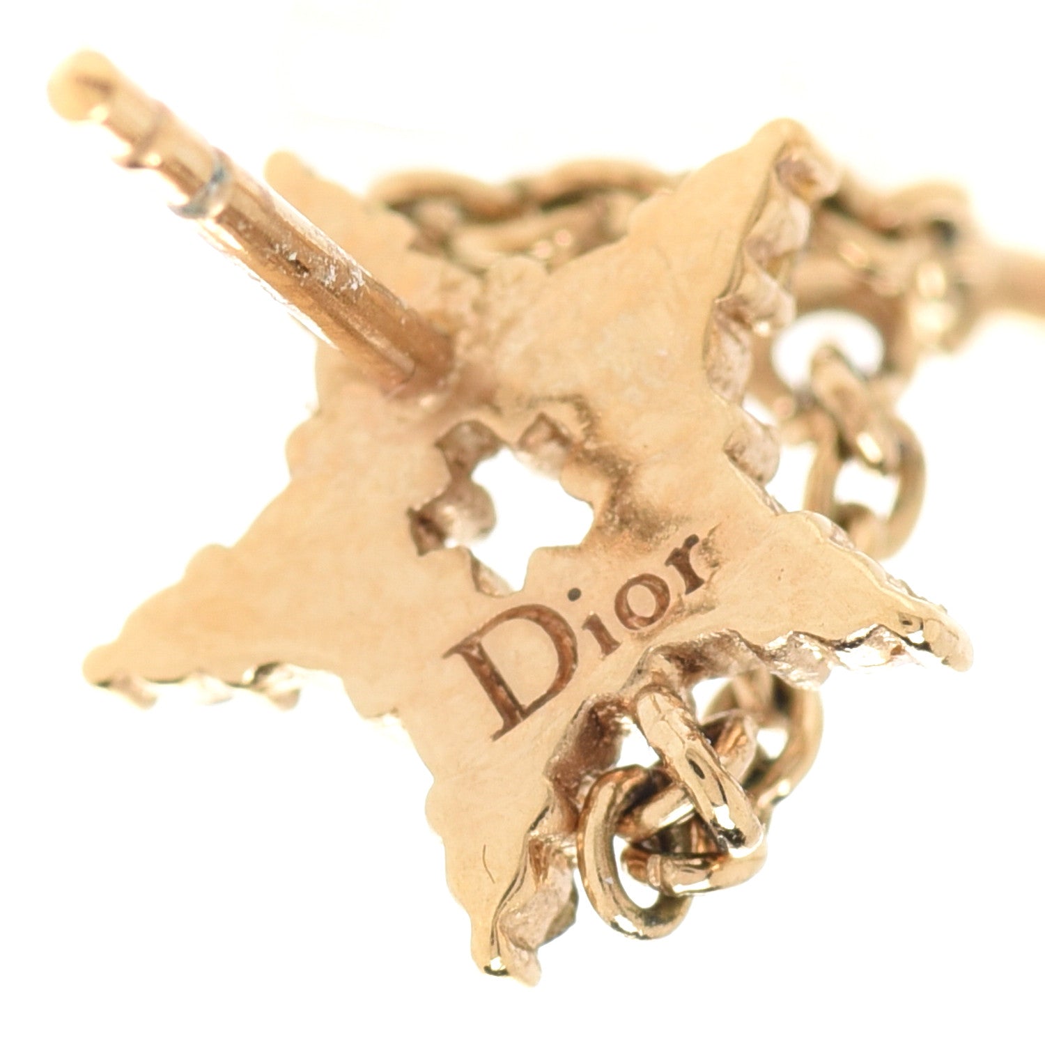 Christian Dior Pearl Crystal Shiny-D Dangle Chain Earrings Gold 4 of 5