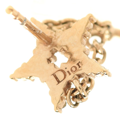 Christian Dior Pearl Crystal Shiny-D Dangle Chain Earrings Gold 4 of 5