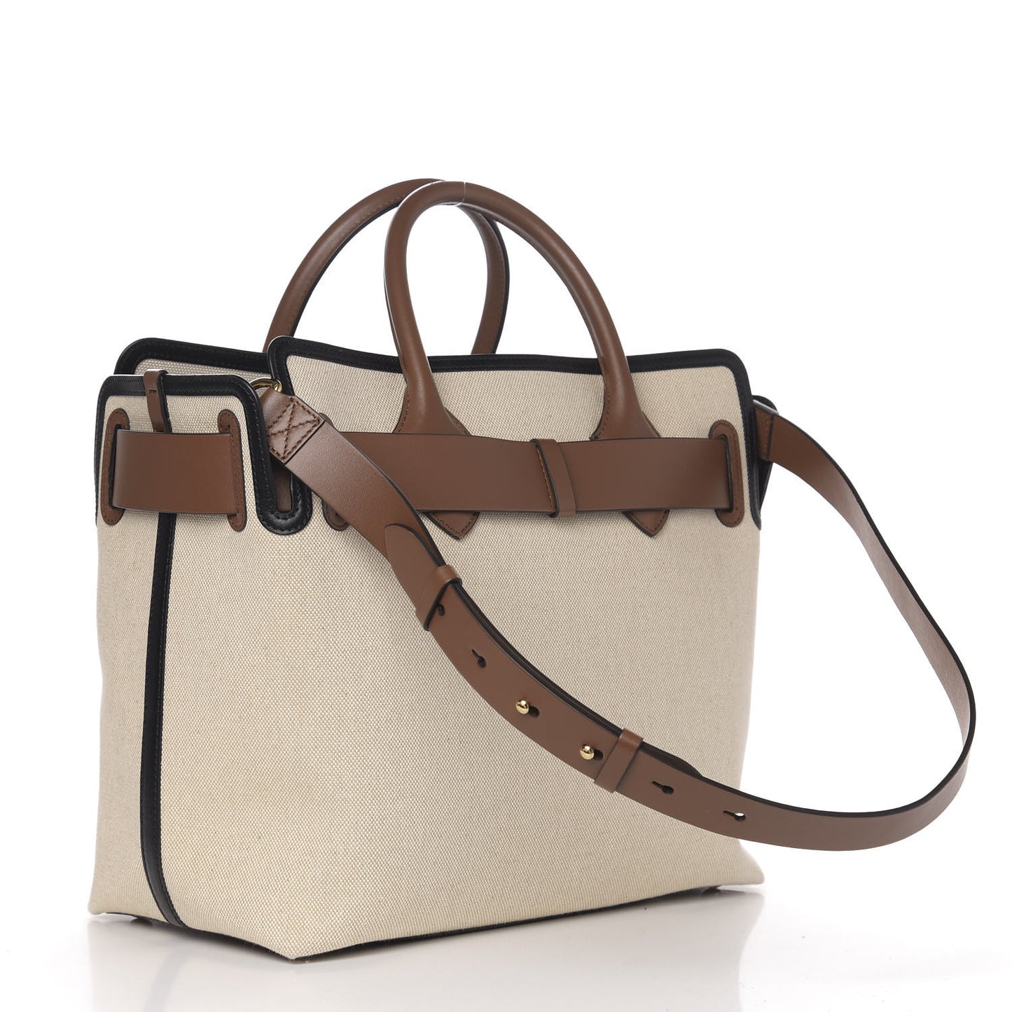 Calfskin Canvas Logo Print Medium Belt Bag Malt Brown Black