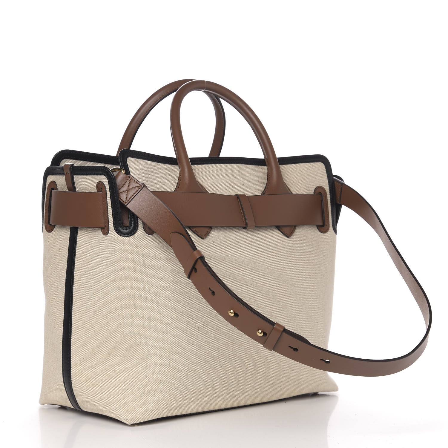 Burberry Calfskin Canvas Logo Print Medium Belt Bag Malt Brown Black 3 of 11