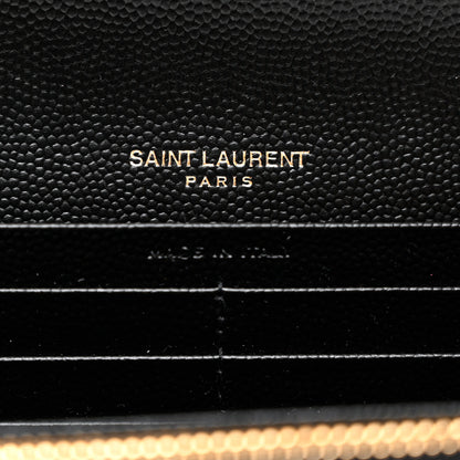 Saint Laurent Grain De Poudre Matelasse Chevron Monogram Flap Wallet Black 6 of 7