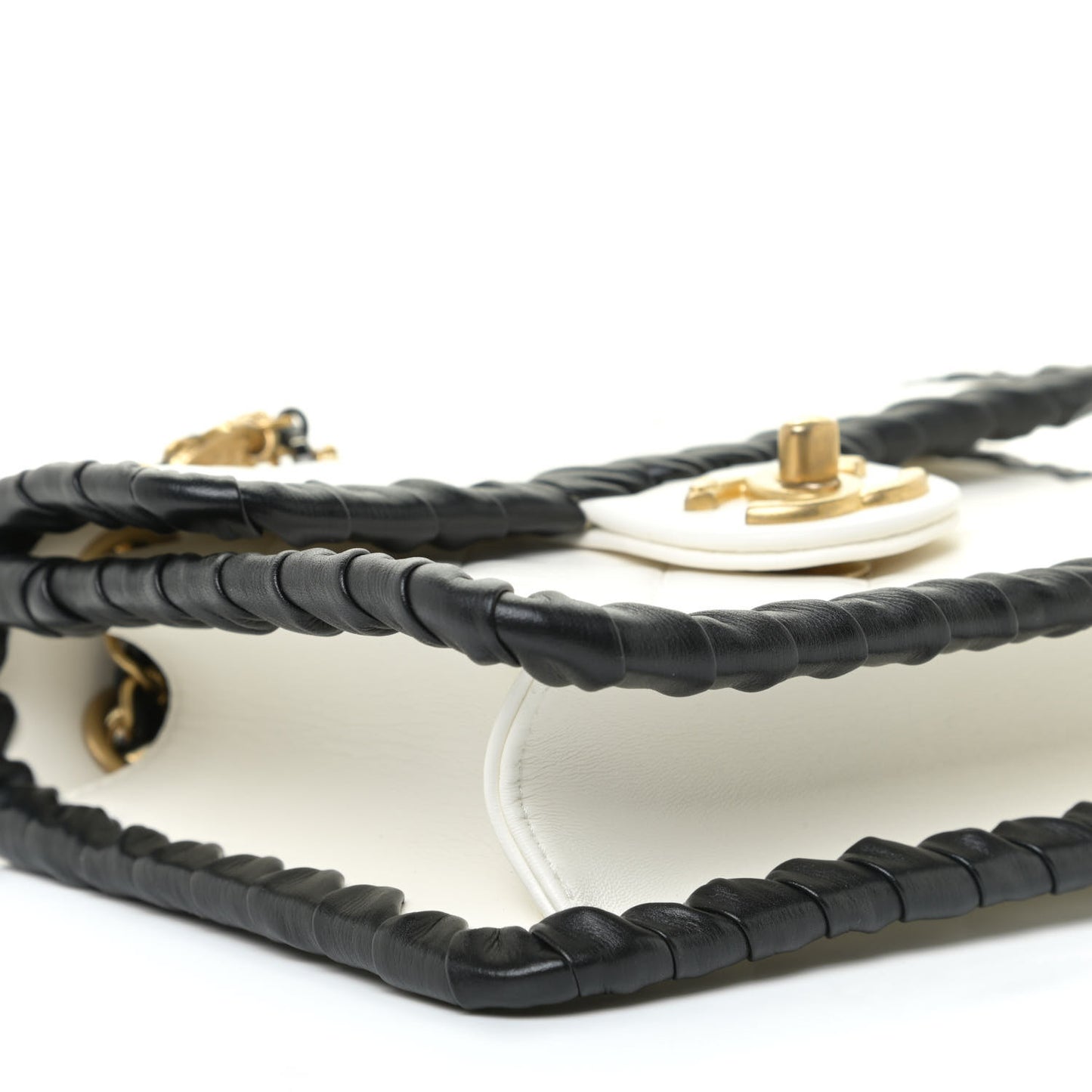 Braided Calfskin Mini My Own Frame Flap White