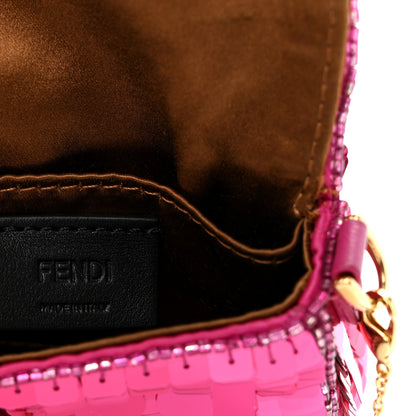 Fendi Sequin Paillettes Shiny Nappa Sex and the City Nano Maxi Buckle Baguette Charm Ciclamino Pilar 6 of 10