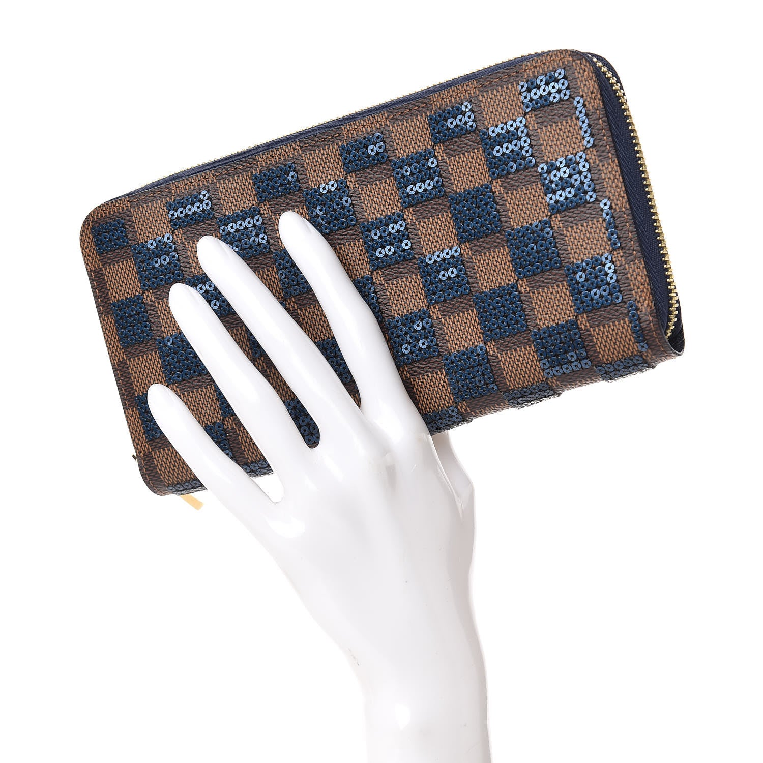 Louis Vuitton Damier Paillettes Zippy Wallet Blue 2 of 7