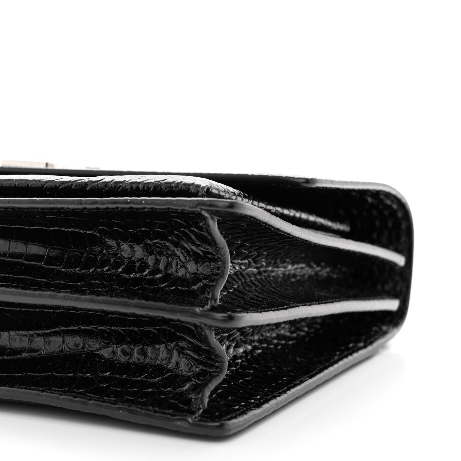 Saint Laurent Calfskin Crocodile Embossed Large Monogram Sunset Black 10 of 10