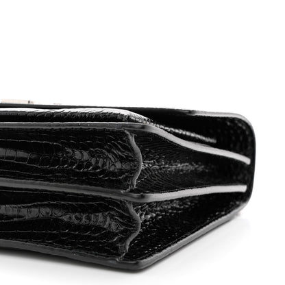 Saint Laurent Calfskin Crocodile Embossed Large Monogram Sunset Black 10 of 10