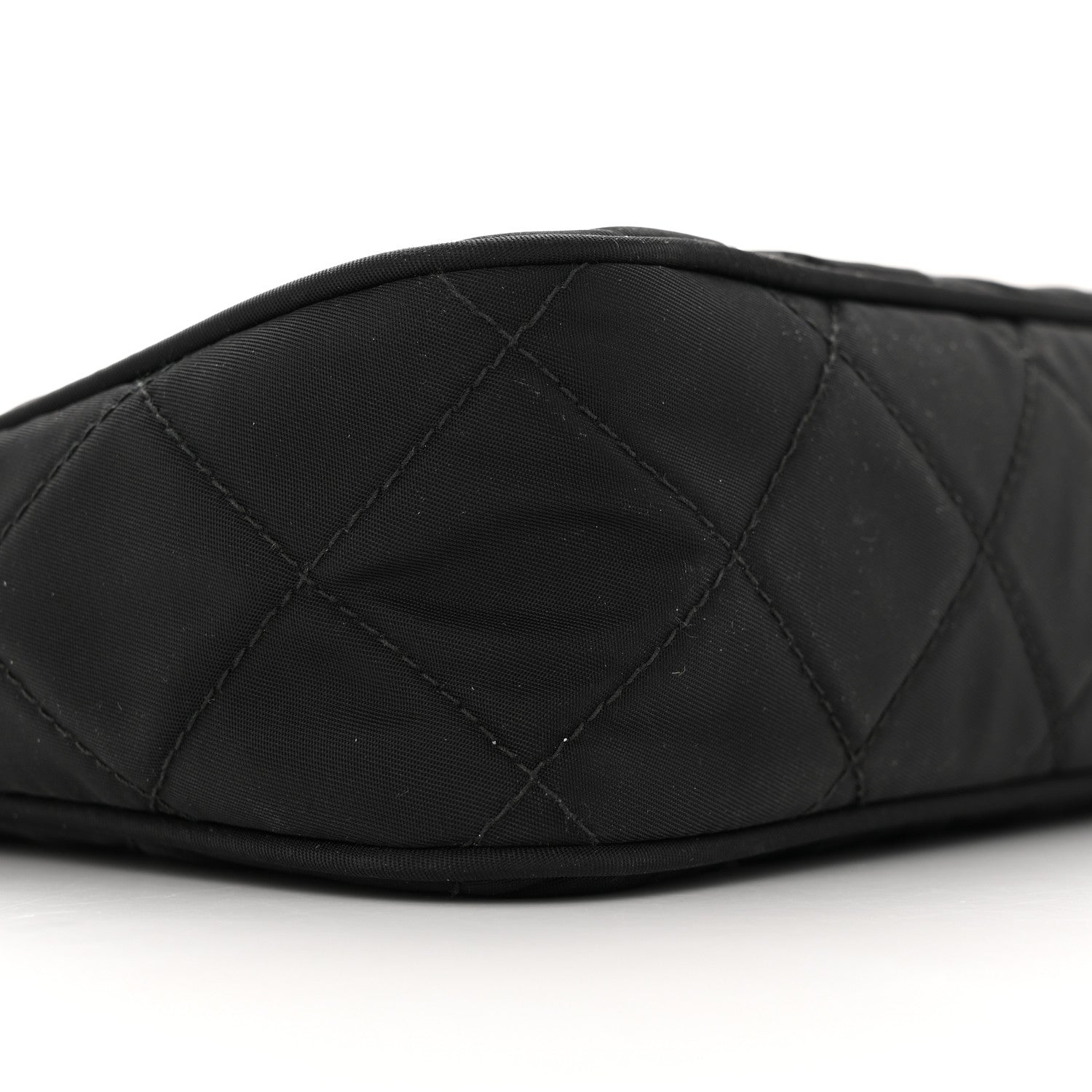 Prada Tessuto Nylon Stitched Shoulder Bag Black 9 of 13