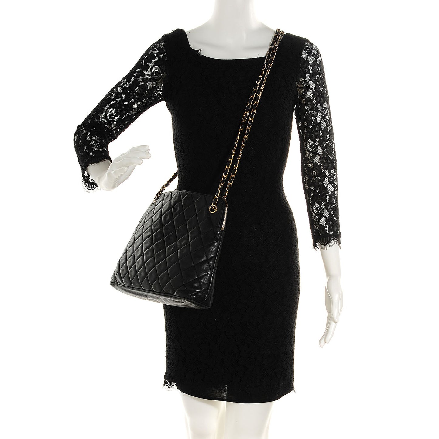 Lambskin Quilted Shoulder Bag Black