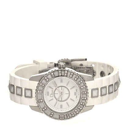 Christian Dior Stainless Steel Rubber Diamond Sapphire 29mm Christal Quartz Watch White 2 of 5