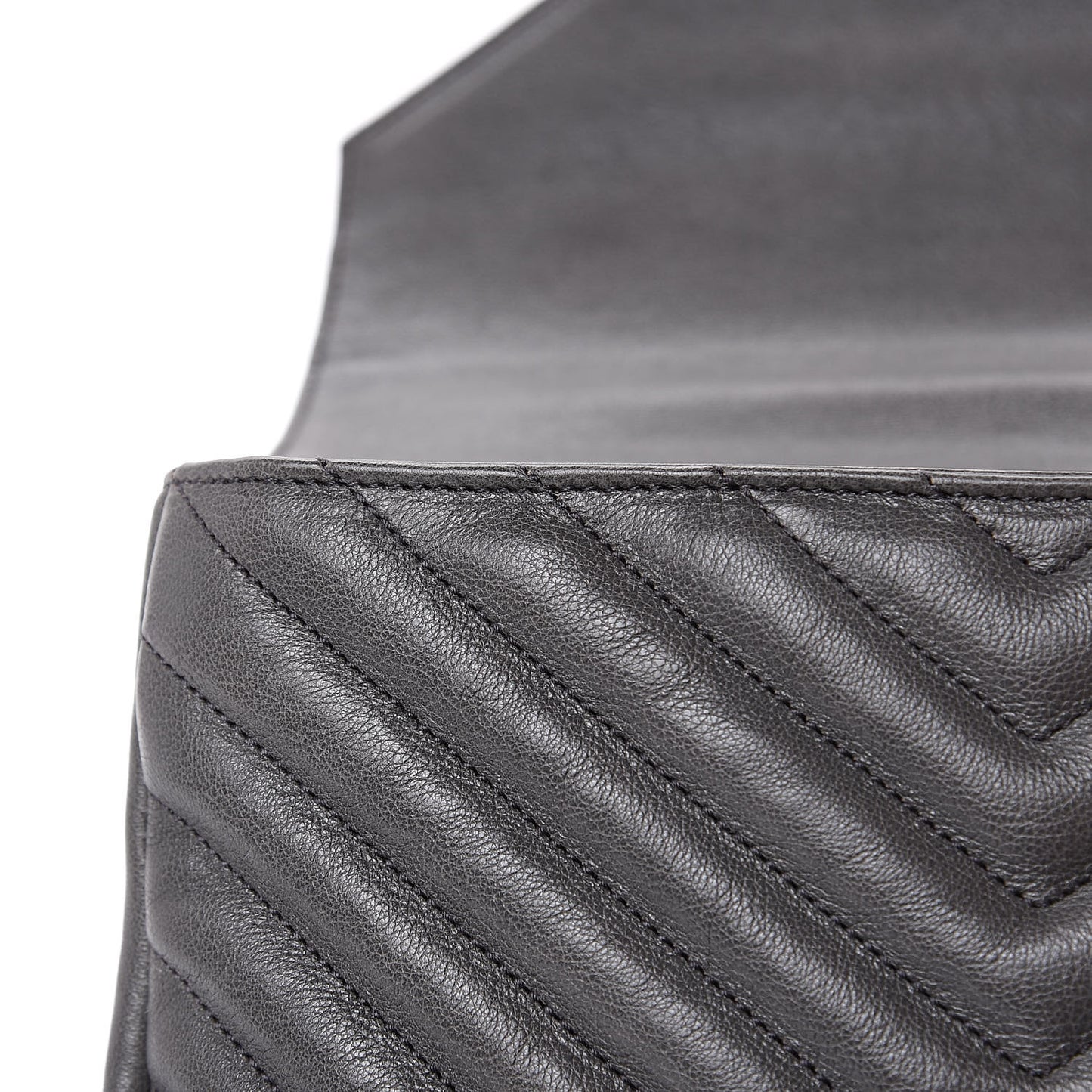 Sheepskin Matelasse Chevron Monogram Medium College Bag Light Coal