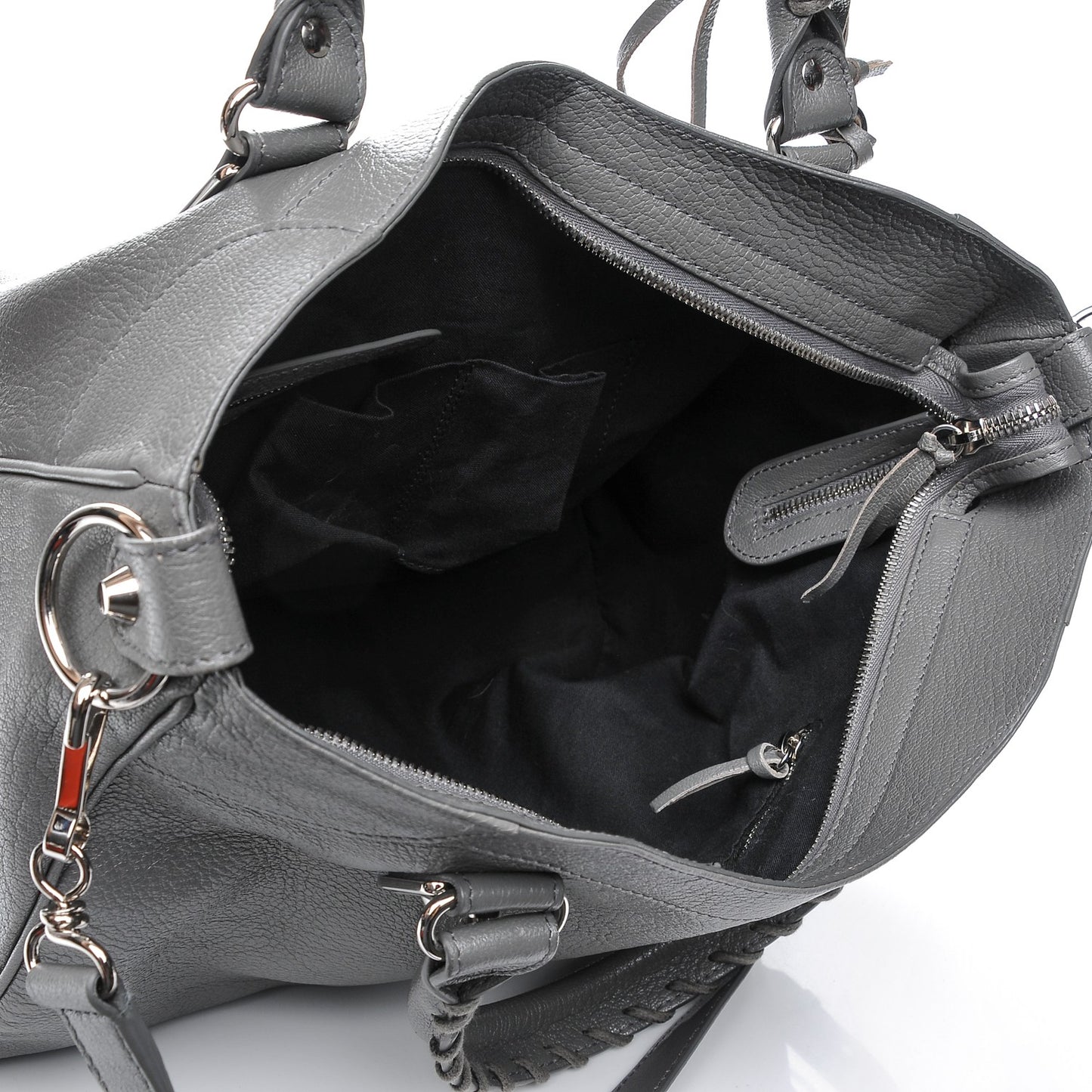 Chevre Silver Metallic Edge Hardware Velo Gris Acier