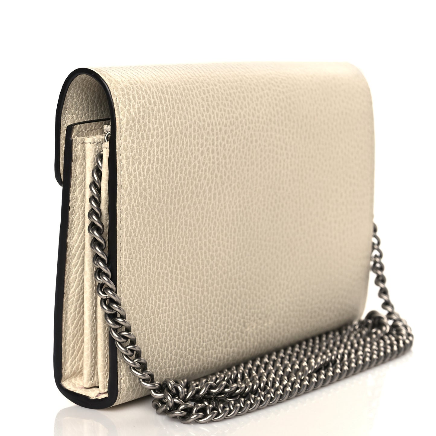 Dollar Calfskin Mini Dionysus Chain Wallet Mystic White