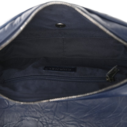 Chanel Crumpled Calfskin Quilted Medium Casual Rock Flap Navy 5 of 12