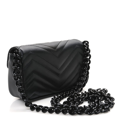 Gucci Calfskin Matelasse Monochrome GG Marmont Chain Belt Bag Black 3 of 10