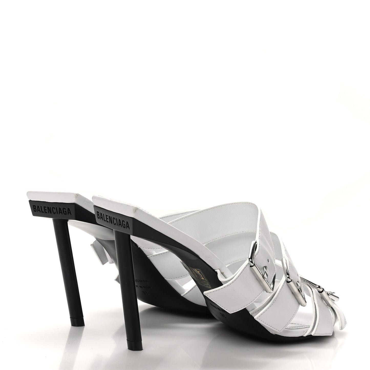 Shiny Sheepskin Bluckle K 80mm Sandals 38 White