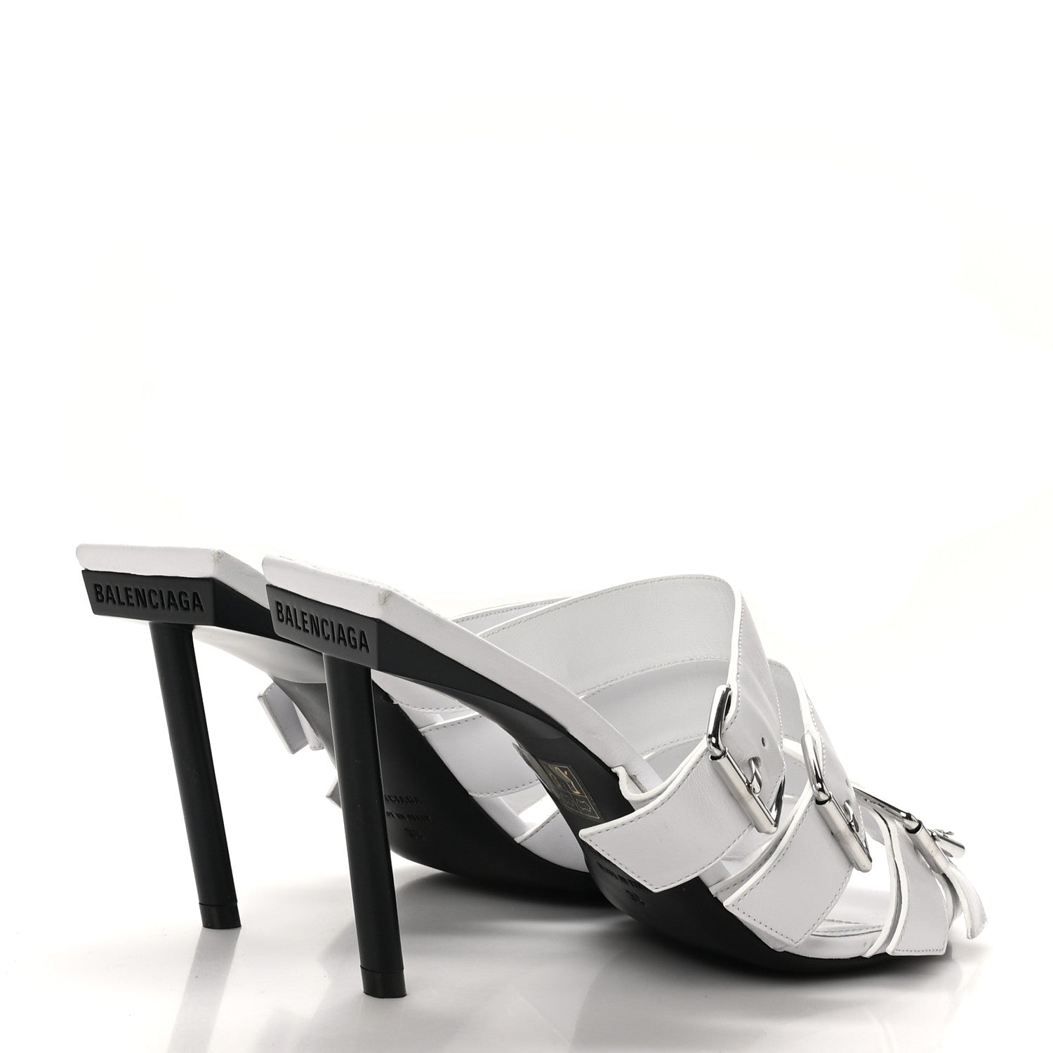 Balenciaga Shiny Sheepskin Bluckle K 80mm Sandals 38 White 5 of 10