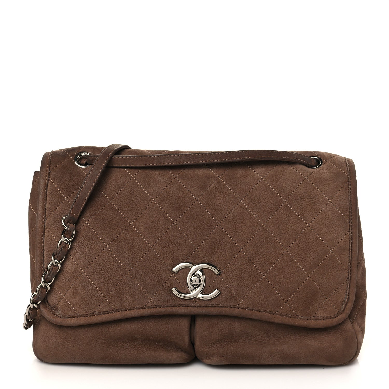 Chanel Ultra Soft Suede Calfskin Large Natural Beauty Flap Brown 1 of 8