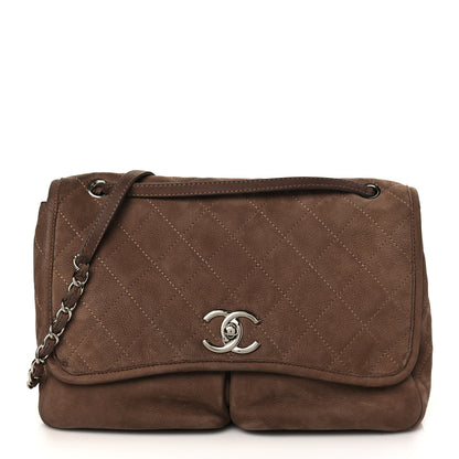 Chanel Ultra Soft Suede Calfskin Large Natural Beauty Flap Brown 1 of 8