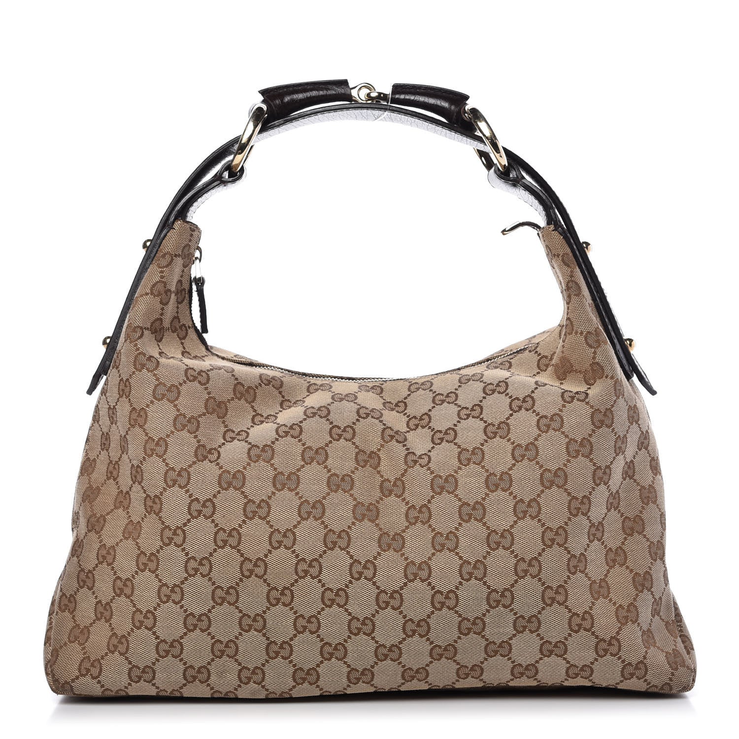 Gucci Monogram Medium Horsebit Chain Hobo Dark Brown 1 of 9