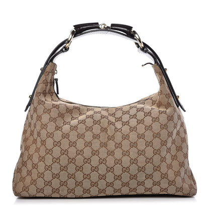 Gucci Monogram Medium Horsebit Chain Hobo Dark Brown 1 of 9