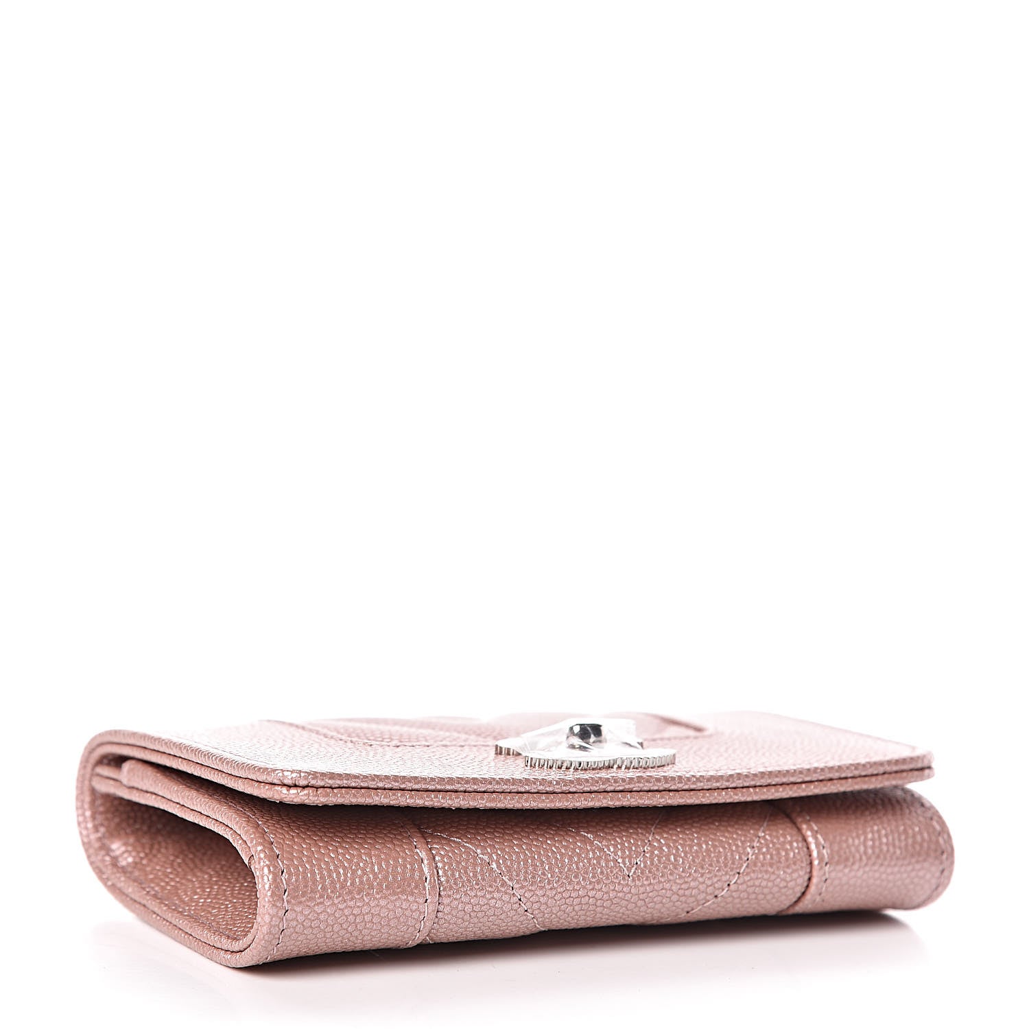 Chanel Metallic Caviar Chevron Quilted Vintage Mademoiselle Card Holder Pink 4 of 9