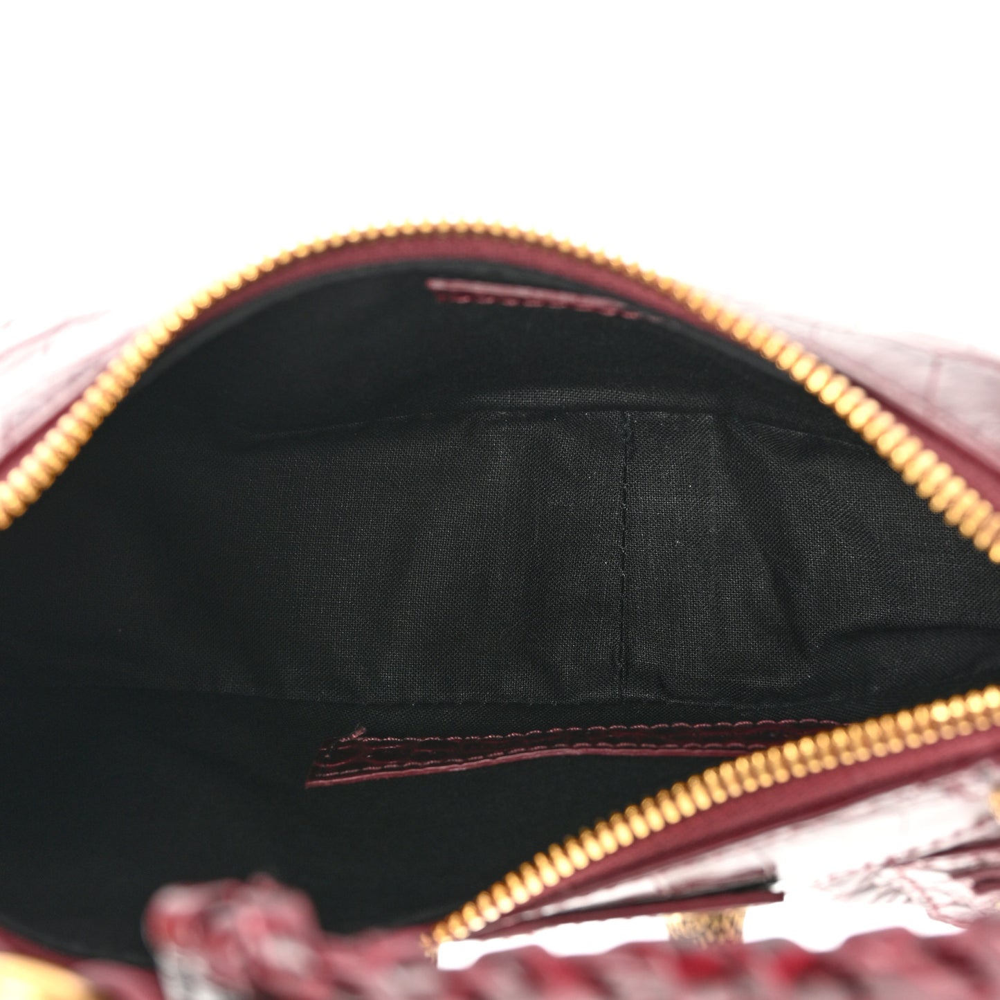 Extra Supple Calfskin Crocodile Embossed Le Cagole Shoulder Bag XS Dark Red
