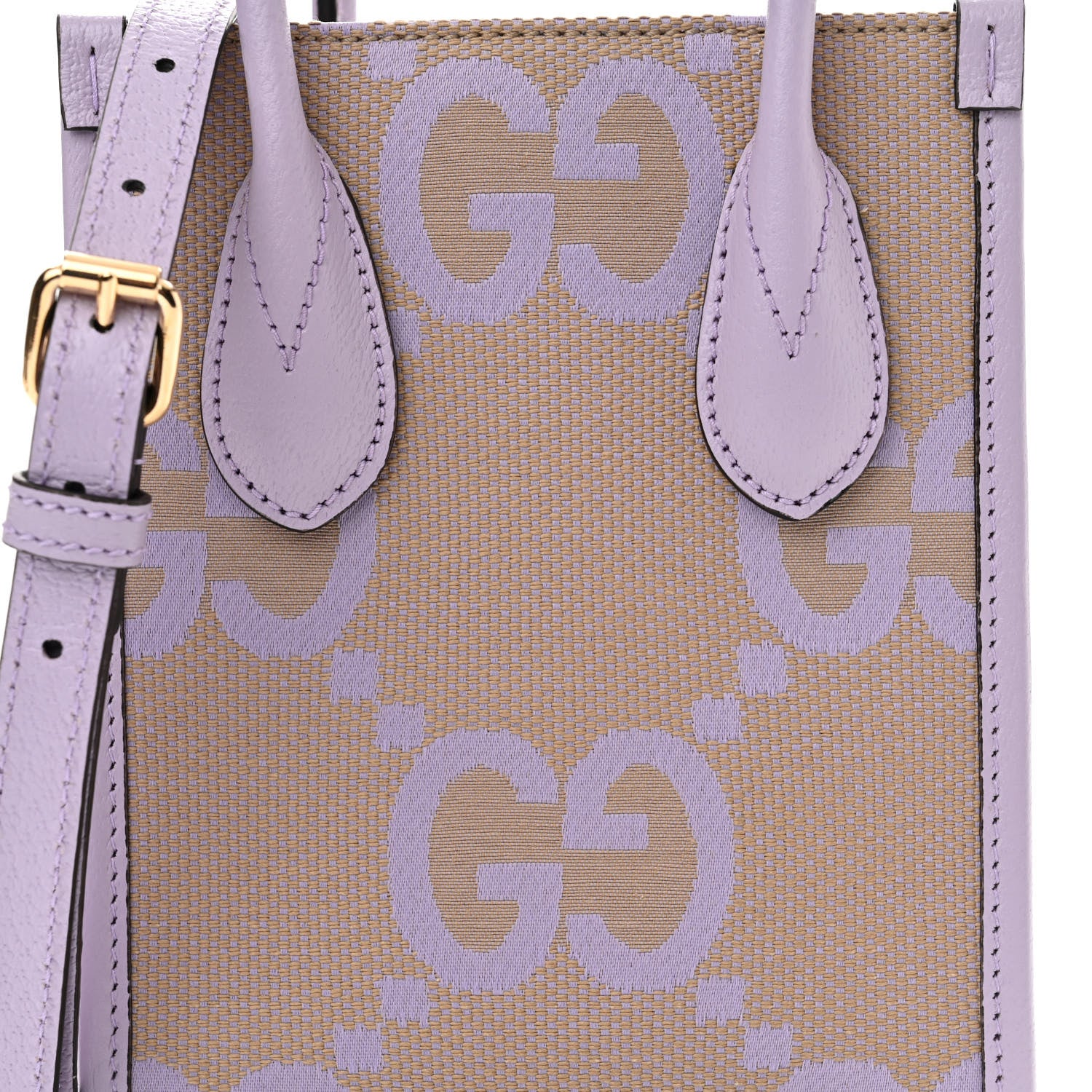 Gucci Monogram Jumbo GG Textured Dollar Calfskin Mini Tote Bag Beige Lapis 8 of 10