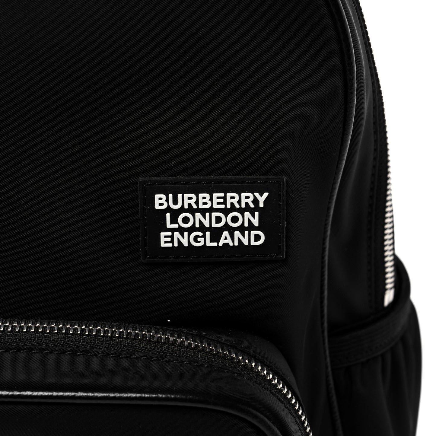 Nylon Logo Print Backpack Black