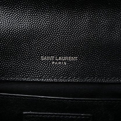 Saint Laurent Grain De Poudre Textured Mixed Matelasse Triquilt Medium Monogram Satchel Black 6 of 10