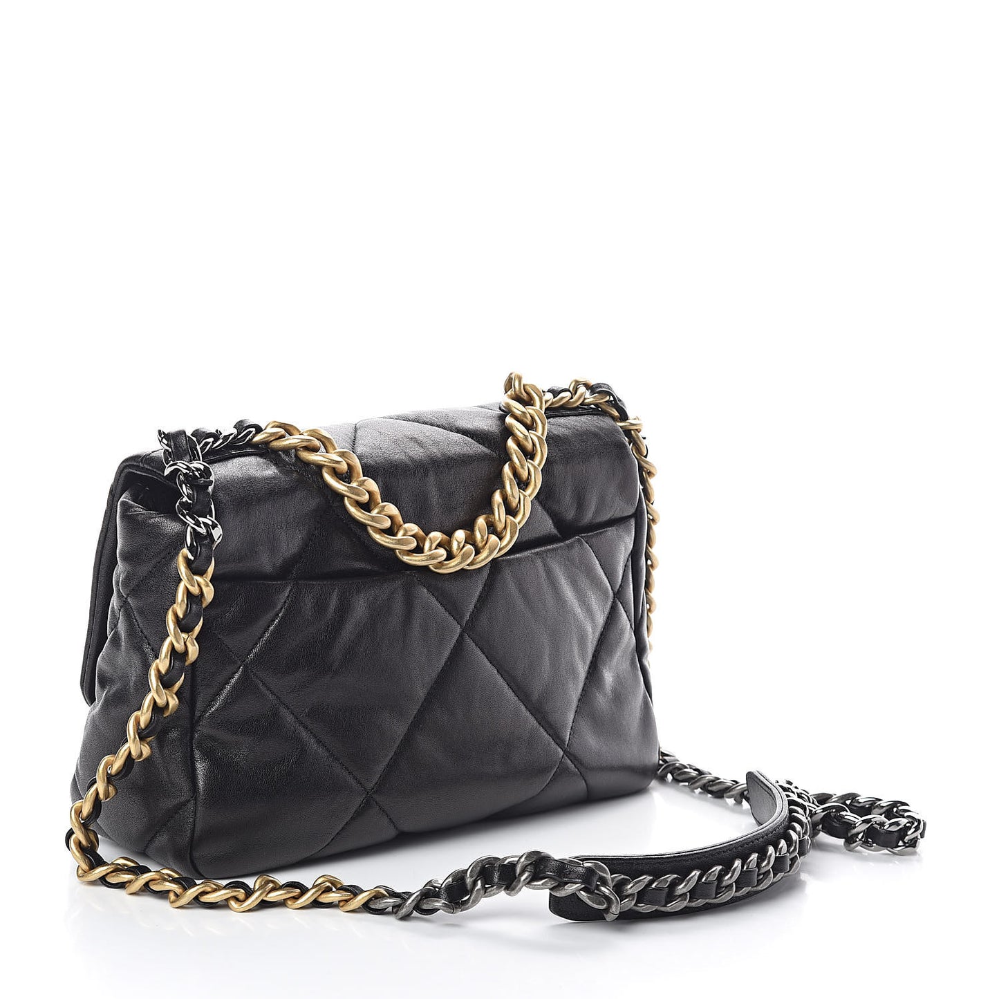 Lambskin Quilted Medium 19 Flap Black