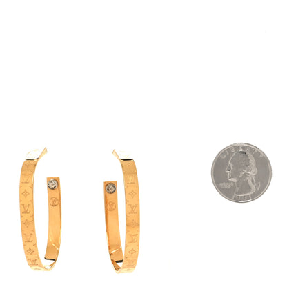 Louis Vuitton Metal Nanogram Hoop Earrings Gold 2 of 5