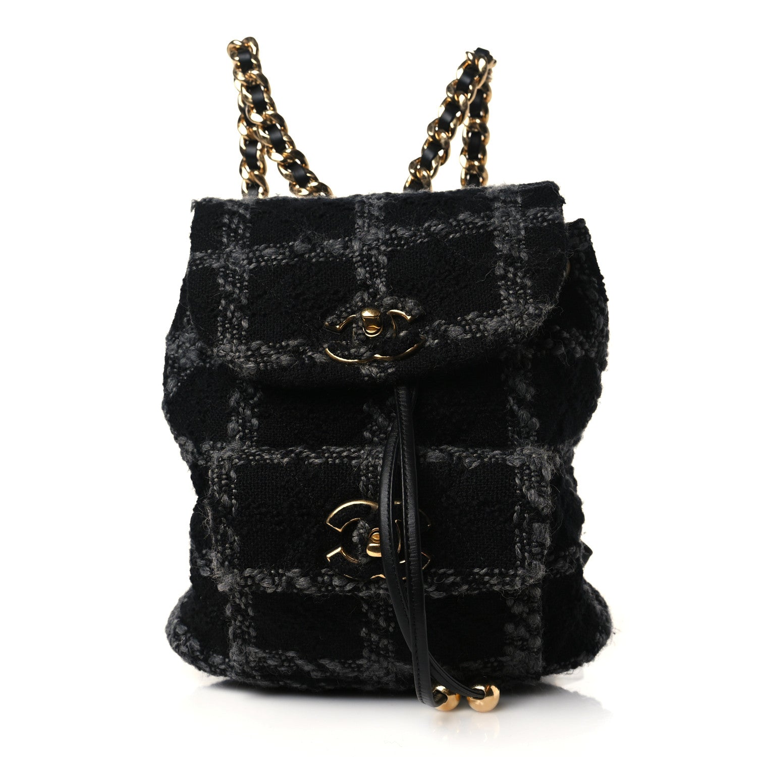 Chanel Wool Tweed Elegant Backpack Black Grey 1 of 10