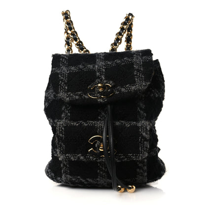 Chanel Wool Tweed Elegant Backpack Black Grey 1 of 10