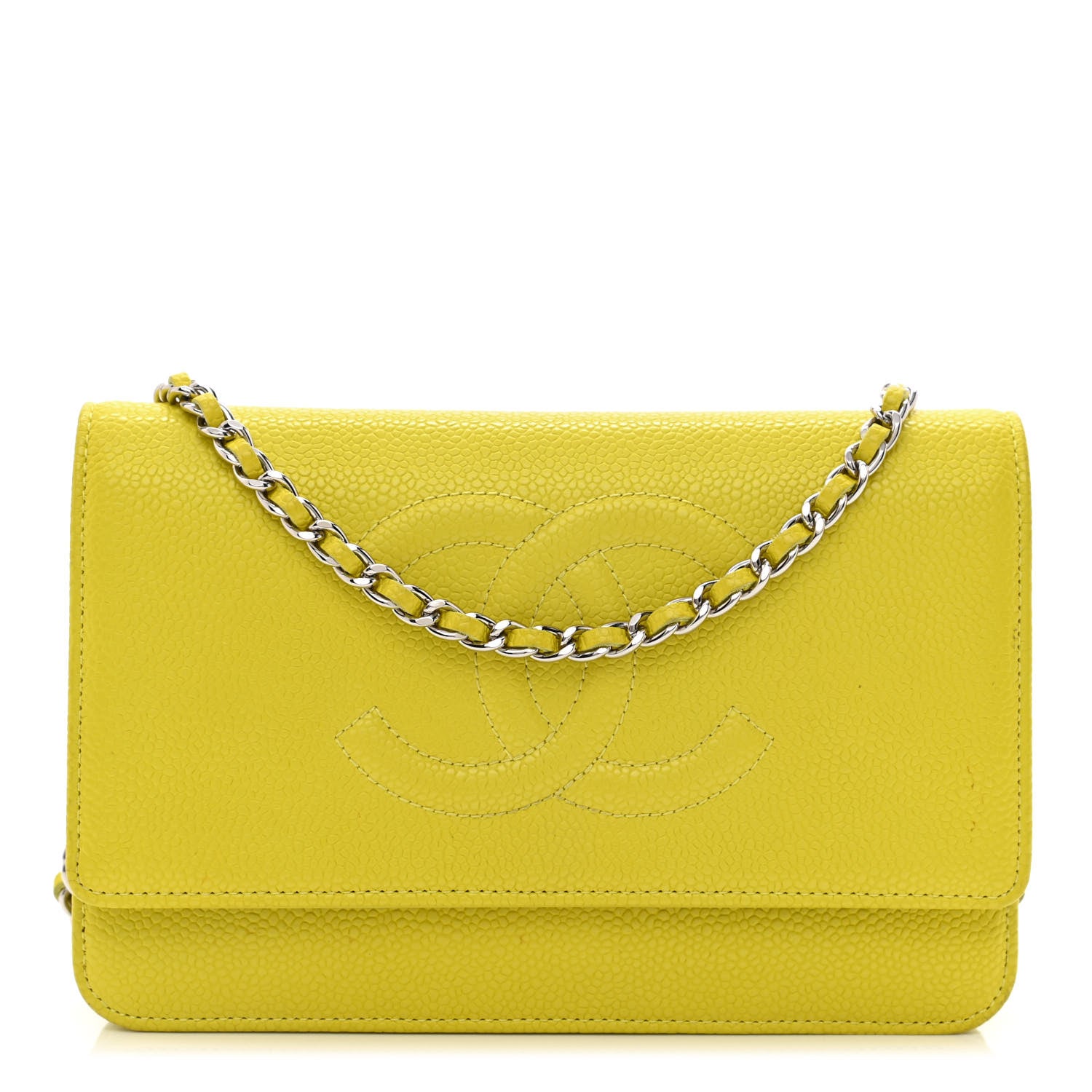 Chanel Caviar Timeless CC Wallet on Chain WOC Yellow 1 of 12