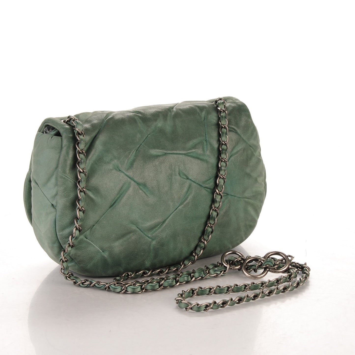 Iridescent Calfskin Glint Flap Green