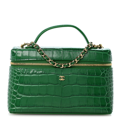 Chanel Calfskin Crocodile Embossed Crococo Exoticoco Vanity With Chain Emerald 1 of 11