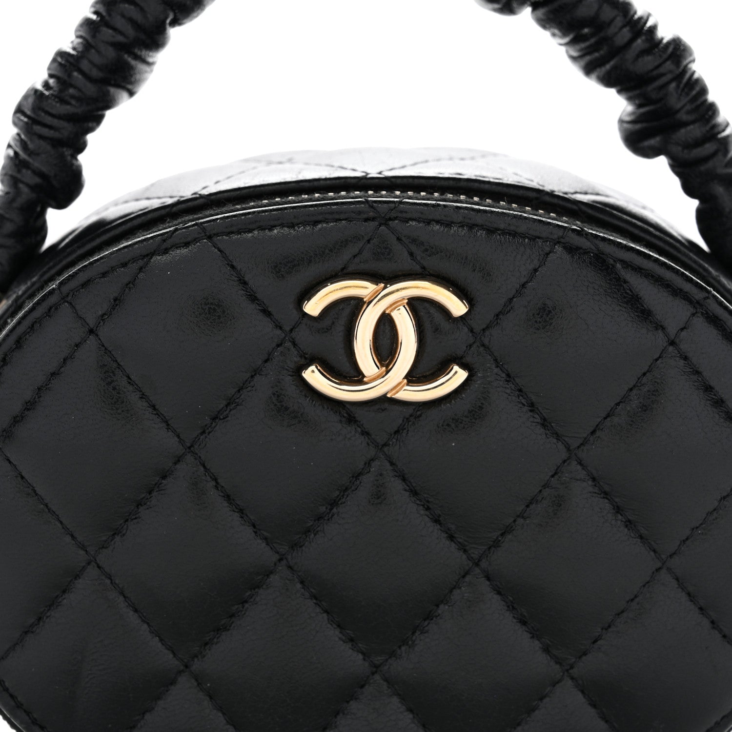 Chanel Lambskin Quilted Ruched Top Handle Vanity Case Pink Black 8 of 8