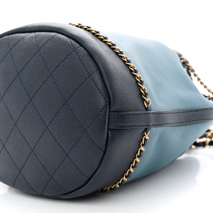 Chanel Grained Calfskin Lambskin CC Drawstring Bag Light Blue 10 of 10