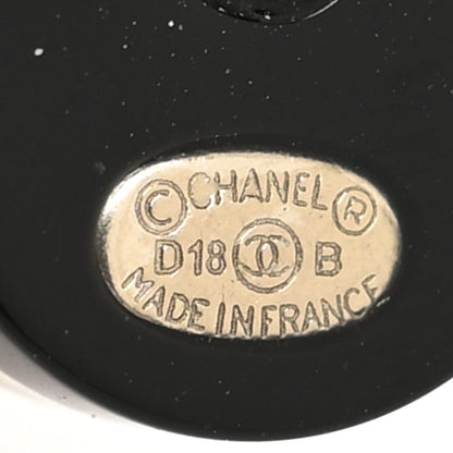 Chanel Resin CC Stud Earrings Black White 4 of 4