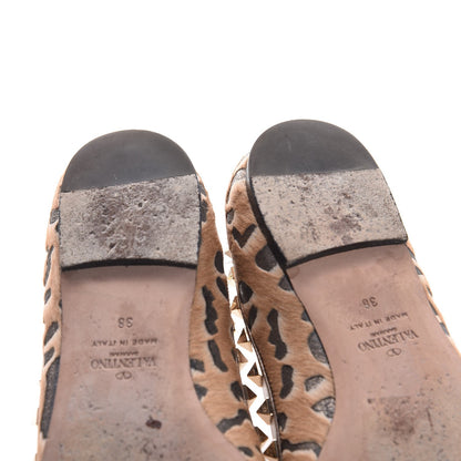 Valentino Garavani Calf Hair Leopard Print Rockstud Ballerina Flats 38 Fucile Al Campion 19 of 23