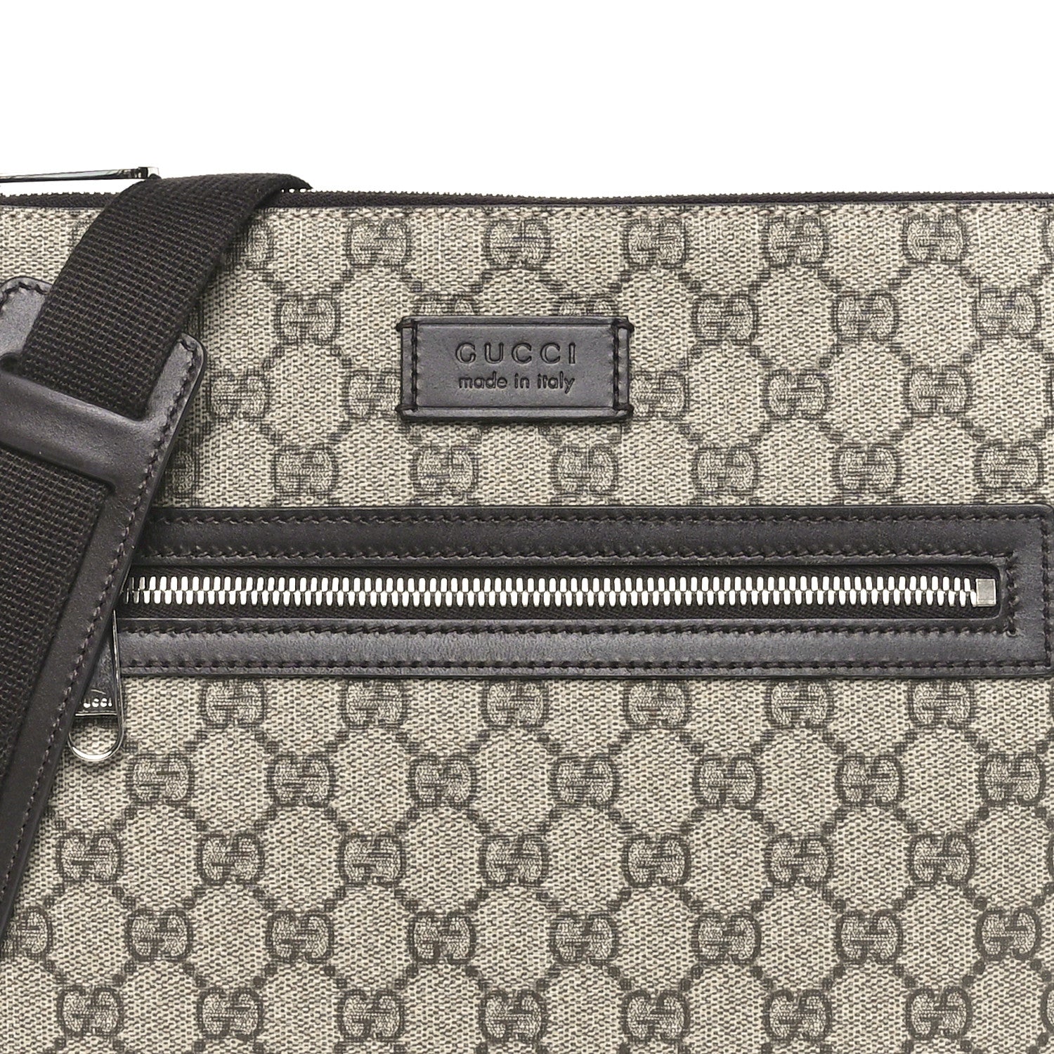 Gucci GG Supreme Monogram Medium Flat Messenger Bag Beige Brown 5 of 10