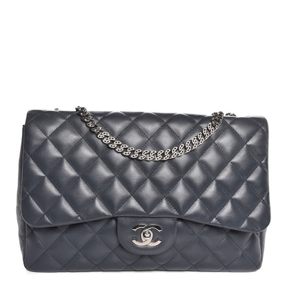 Chanel Lambskin Quilted Jumbo Single Flap Bijoux Chain Dark Grey 1 of 7